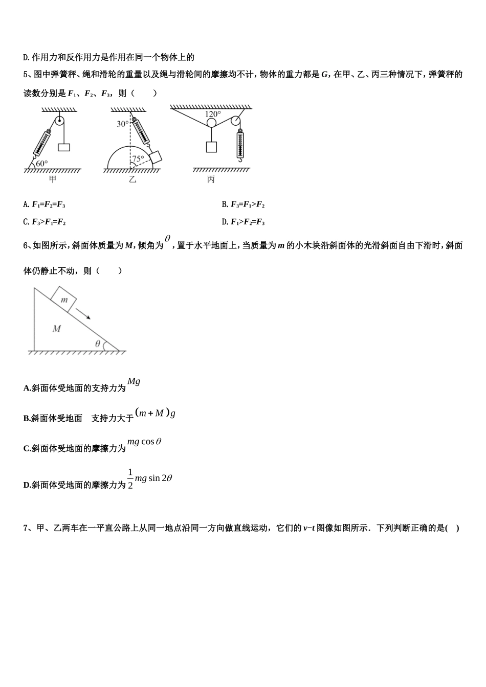 2022-2023学年山东省蒙阴一中物理高一上期末质量跟踪监视模拟试题含解析_第2页