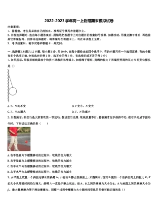 2022年湖南省宁乡一中等部分中学高一物理第一学期期末经典模拟试题含解析