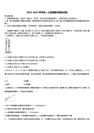 2022年湖南省邵阳市第二中学物理高一上期末统考试题含解析