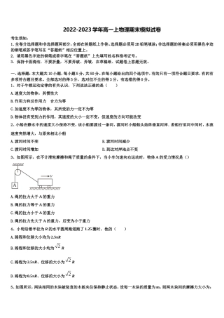 2022年湖南省邵阳市邵阳县第一中学物理高一上期末检测试题含解析