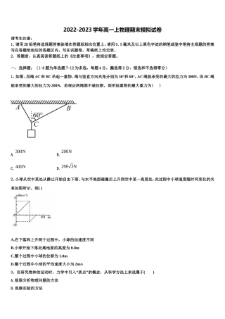 2022年湖南省邵阳市双清区第十一中学高一物理第一学期期末学业质量监测试题含解析