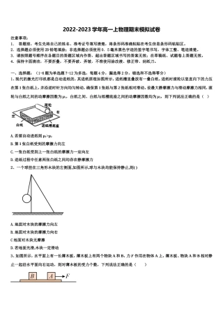 2022年湖南省邵阳市新邵县物理高一上期末达标检测试题含解析