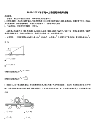 2022年湖南省邵阳县物理高一第一学期期末调研试题含解析