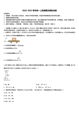 2022年山西省孝义市实验中学物理高一第一学期期末检测模拟试题含解析