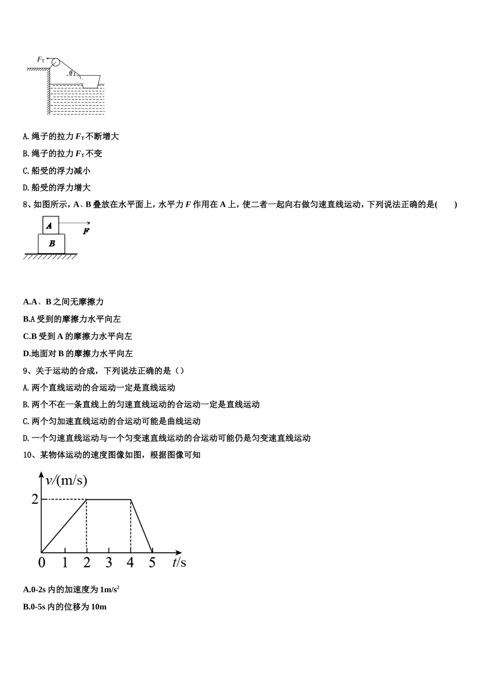 2022-2023学年江西省南昌市八一中学、洪都中学、麻丘中学等八校联考高一物理第一学期期末复习检测模拟试题含解析_第3页