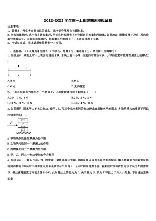 2022-2023学年湖南省郴州市湘南中学物理高一上期末质量跟踪监视模拟试题含解析
