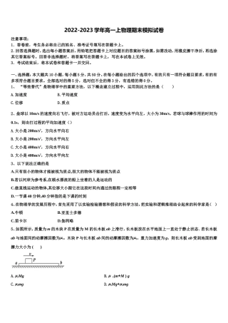 2022年湖南省长沙麓山国际学校物理高一第一学期期末检测试题含解析