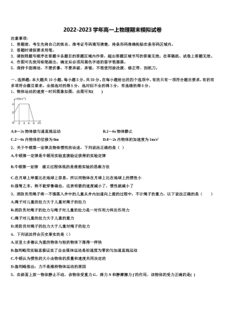 2022-2023学年湖南省怀化三中物理高一第一学期期末监测模拟试题含解析