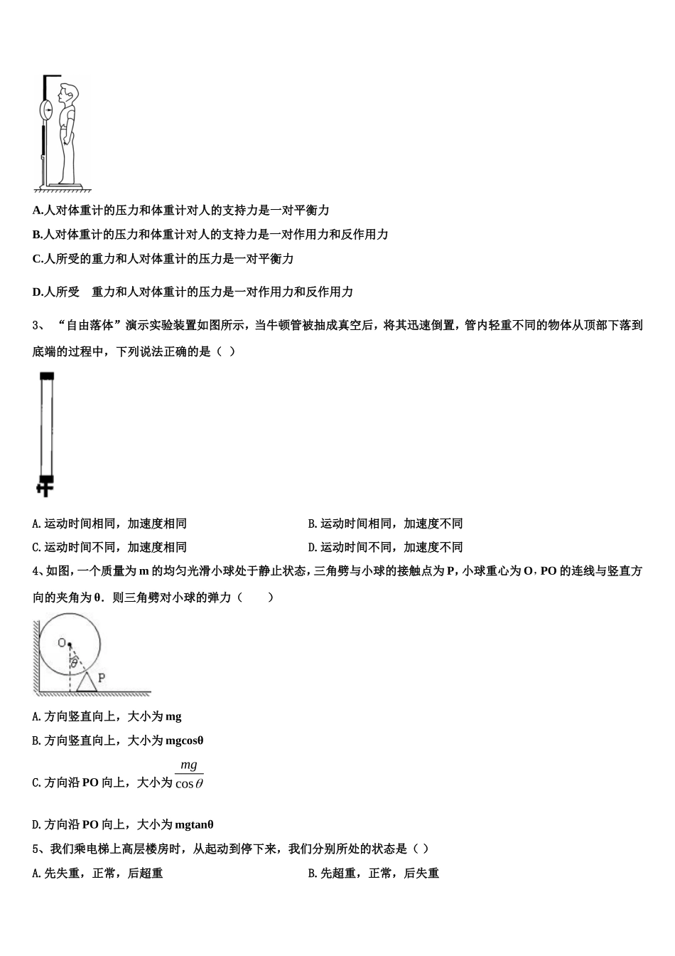 2022年四川成都青羊区外国语学校物理高一第一学期期末考试试题含解析_第2页