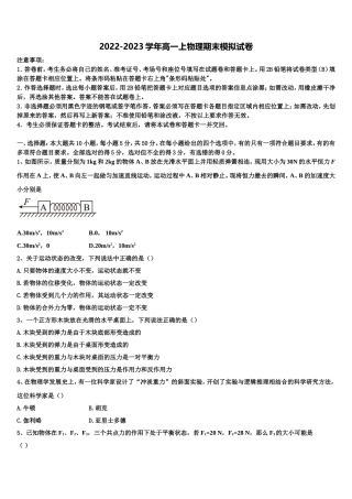 2022年湖南省长沙市师大附中梅溪湖中学物理高一上期末调研模拟试题含解析