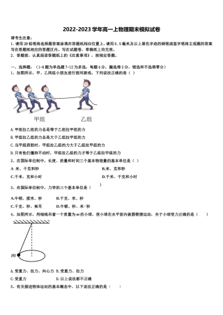 2022-2023学年江西省宜春市丰城市丰城九中物理高一第一学期期末学业质量监测试题含解析
