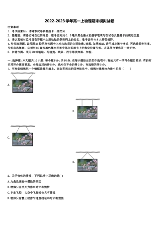 2022年上海市浦东新区南汇中学高一物理第一学期期末达标测试试题含解析