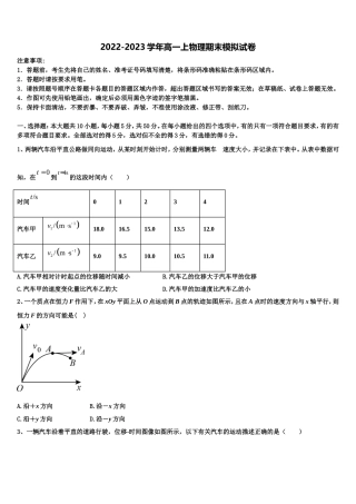 2022年辽宁省大连市103中学物理高一第一学期期末综合测试模拟试题含解析