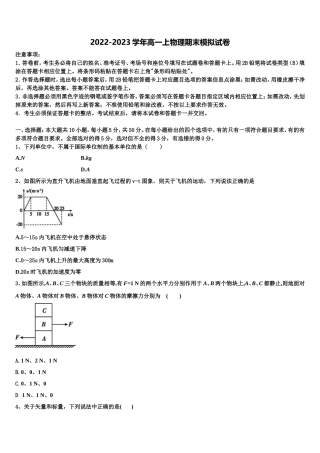 2022年上海市七宝中学高一物理第一学期期末达标测试试题含解析