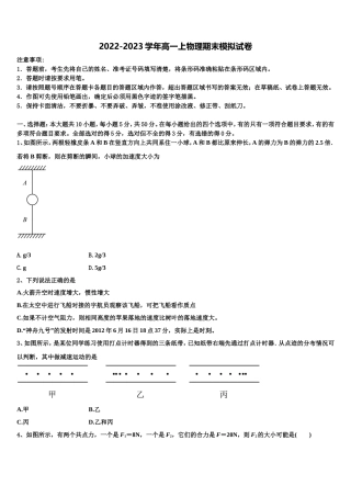 2022年辽宁省丹东市凤城市一中物理高一第一学期期末监测试题含解析