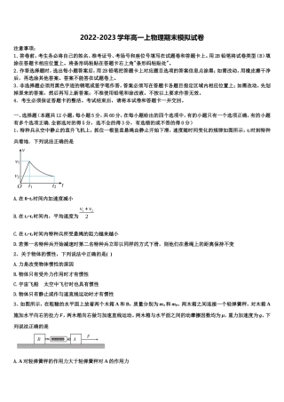 2022年深圳市重点中学高一物理第一学期期末考试模拟试题含解析