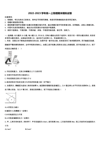 2022年芜湖市重点中学高一物理第一学期期末检测模拟试题含解析