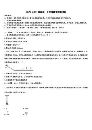 2022-2023学年湖南省长沙市宁乡一中物理高一上期末质量检测模拟试题含解析