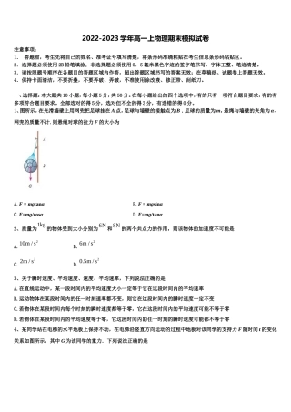 2022年西藏自治区林芝市物理高一上期末联考模拟试题含解析