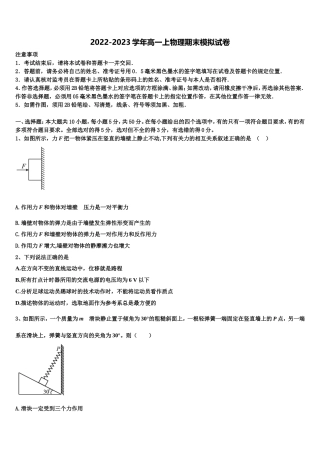 2022年西南名校联盟高一物理第一学期期末学业水平测试试题含解析