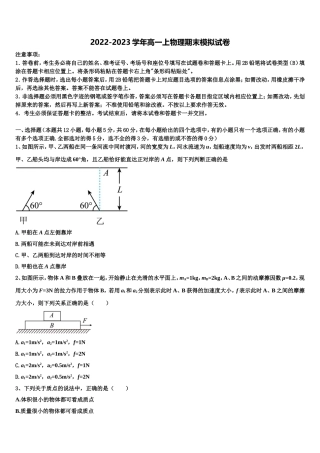 2022年江西省宜春市宜春中学高一物理第一学期期末复习检测模拟试题含解析