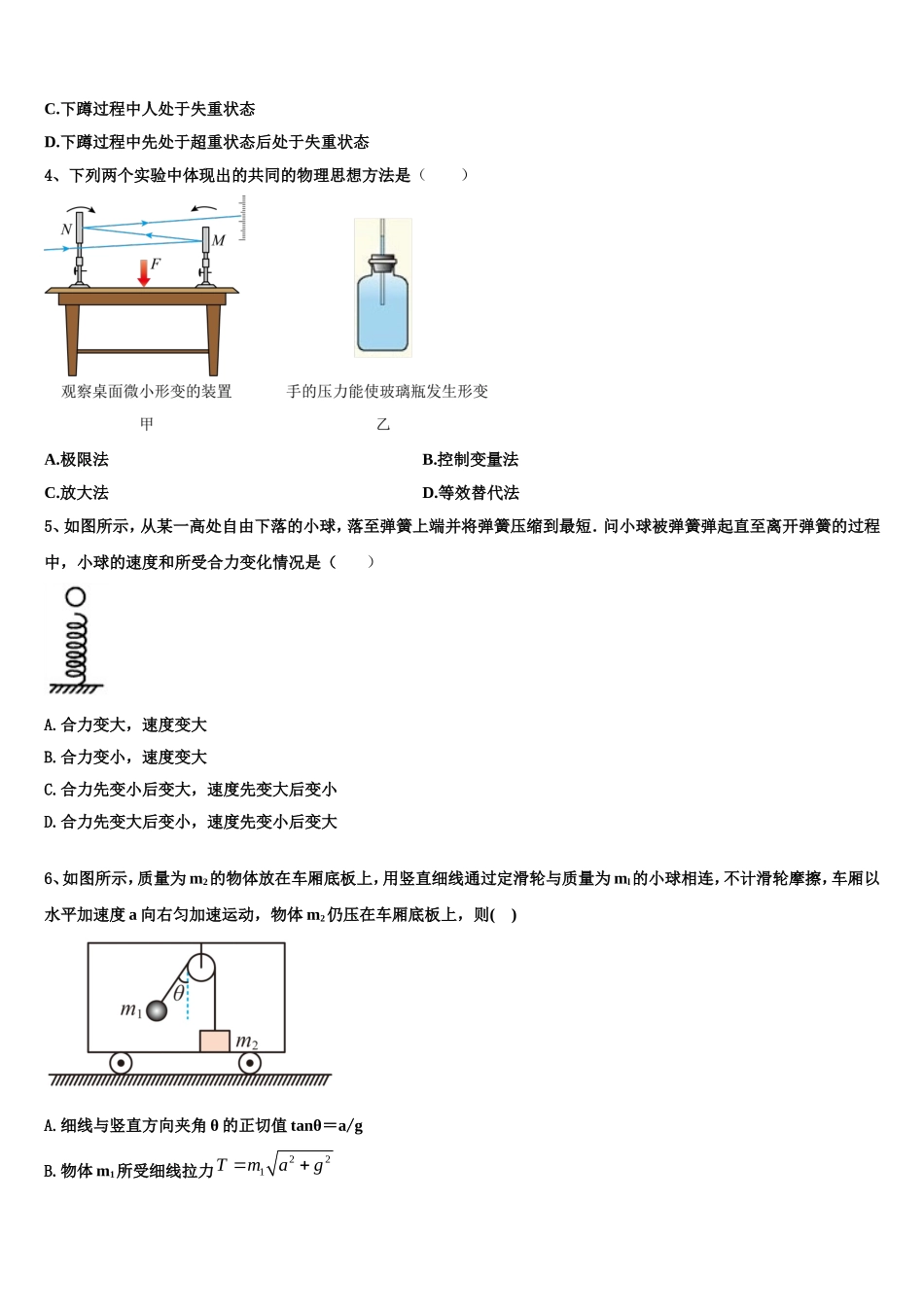 2022-2023学年湖南长沙市麓山国际实验学校物理高一第一学期期末统考模拟试题含解析_第2页