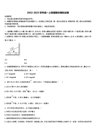 2022年豫东名校物理高一第一学期期末学业质量监测模拟试题含解析