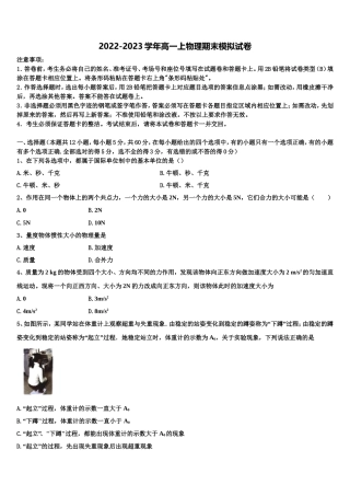 2022-2023学年科大附中物理高一上期末统考模拟试题含解析
