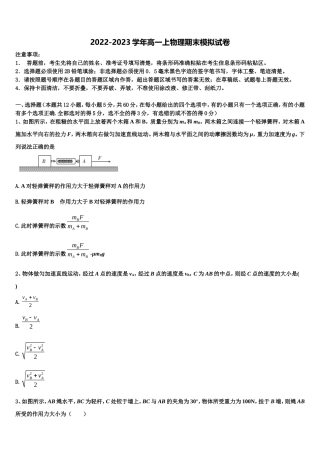 2022年云南省澜沧县民族中学物理高一第一学期期末经典模拟试题含解析