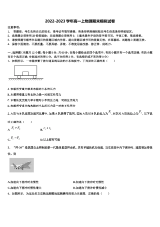 2022年浙江省杭州五校物理高一第一学期期末复习检测模拟试题含解析