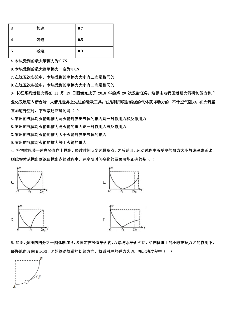 2022年浙江省七彩阳光物理高一上期末检测模拟试题含解析_第2页