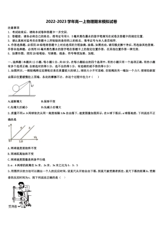2022-2023学年芜湖市第一中学物理高一上期末复习检测试题含解析