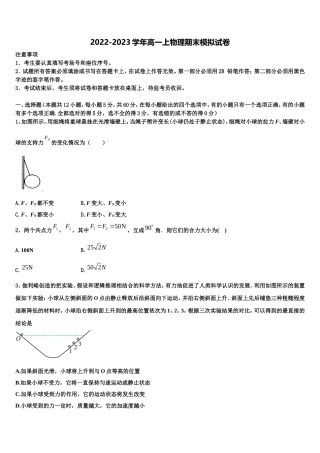 2022年云南省西双版纳市高一物理第一学期期末达标测试试题含解析