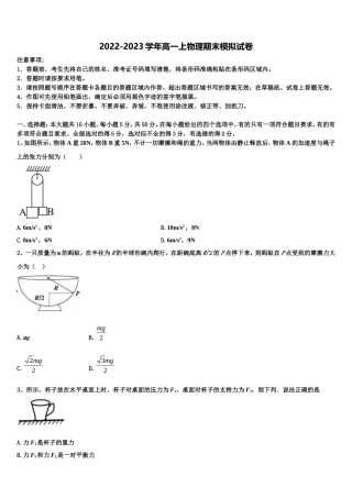 2022-2023学年西藏拉萨市那曲二高物理高一第一学期期末学业水平测试试题含解析