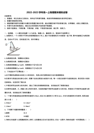 2023届安徽六安市第一中学物理高一第一学期期末综合测试模拟试题含解析