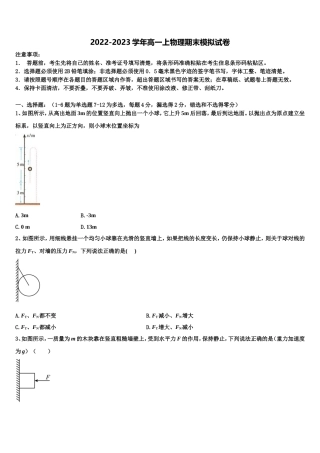 2023届广东省华南师大附中物理高一上期末综合测试试题含解析