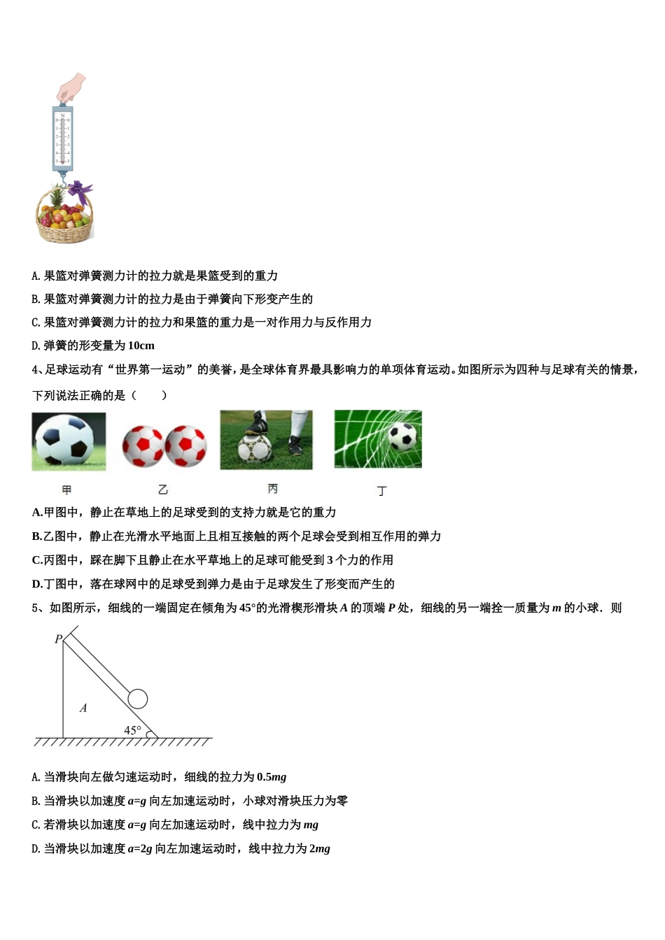 2023届广东省惠阳高级中学物理高一上期末综合测试试题含解析_第2页