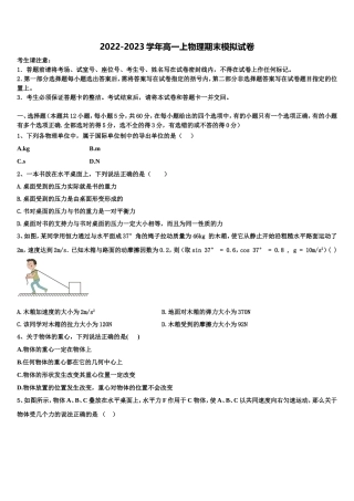 2023届辽宁省大连金州高级中学高一物理第一学期期末质量检测试题含解析