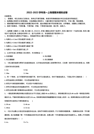 2023届广东省深圳市蛇口育才二中高一物理第一学期期末复习检测模拟试题含解析