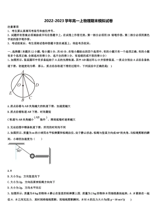2023届甘肃省兰州市西北师大附中物理高一上期末达标检测模拟试题含解析