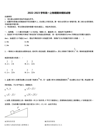 2023届吉林省白山一中物理高一第一学期期末质量检测模拟试题含解析