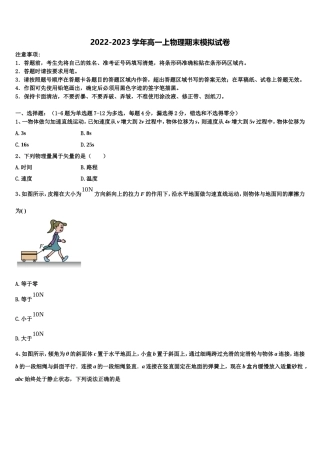 2023届甘肃省武威市民勤县第四中学物理高一第一学期期末达标检测模拟试题含解析