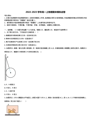 吉林省白城四中2022-2023学年物理高一上期末监测模拟试题含解析