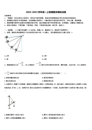 2023届河北省“五个一”名校联盟物理高一第一学期期末考试试题含解析