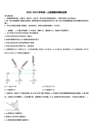 安徽省泗县九里沟中学2022-2023学年物理高一上期末复习检测试题含解析
