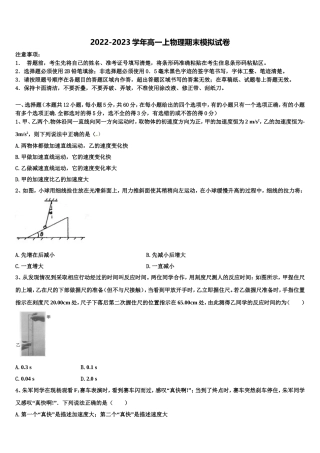 2023届河南省洛阳中学高一物理第一学期期末质量检测模拟试题含解析