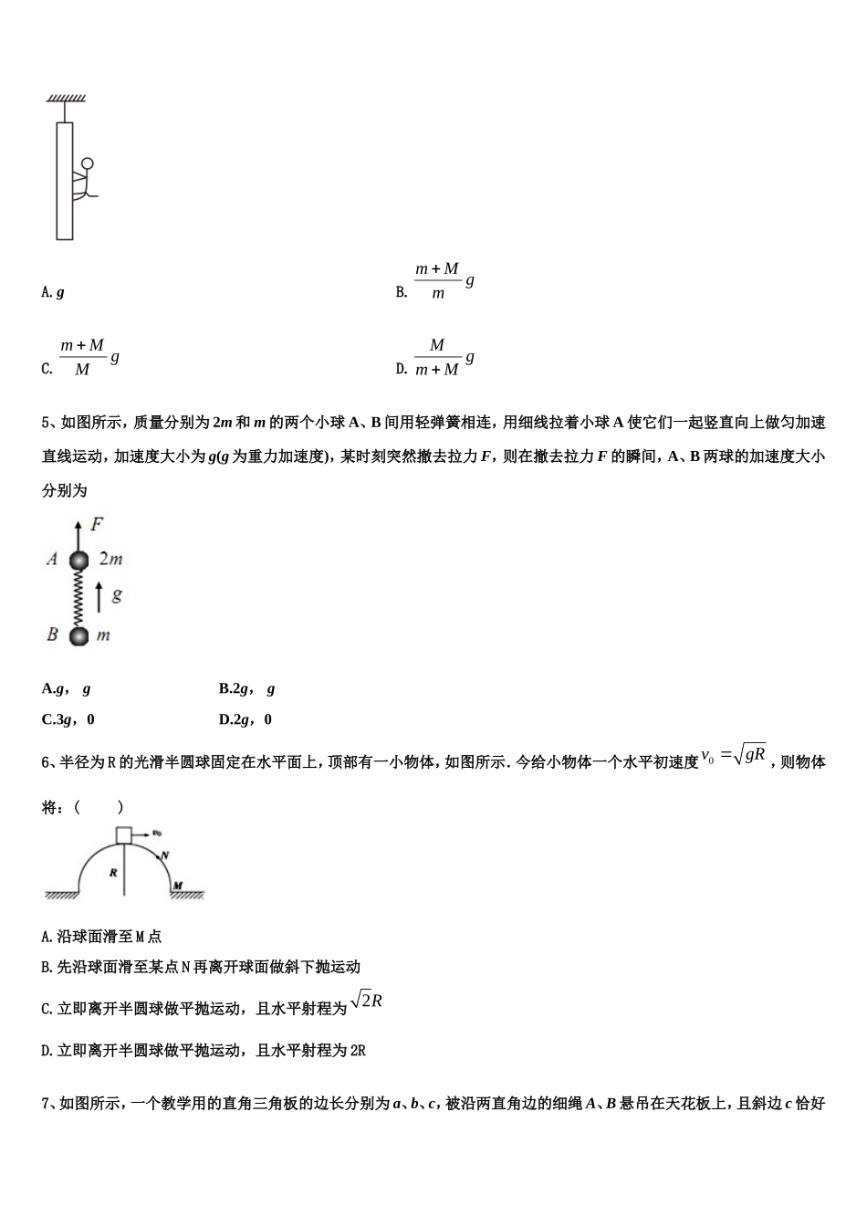 吉林省延边市白山一中2022-2023学年物理高一第一学期期末综合测试模拟试题含解析_第2页