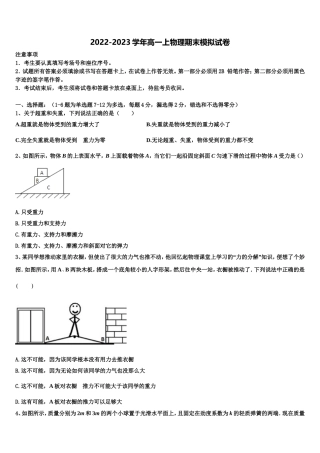 2023届河南豫南九校物理高一第一学期期末统考试题含解析