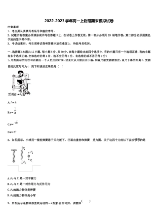 广东省广州市番禺区广东第二师范学院番禺附中2022年物理高一第一学期期末学业水平测试模拟试题含解析
