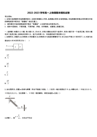 2023届山东省临沂市蒙阴县实验中学物理高一上期末质量跟踪监视试题含解析